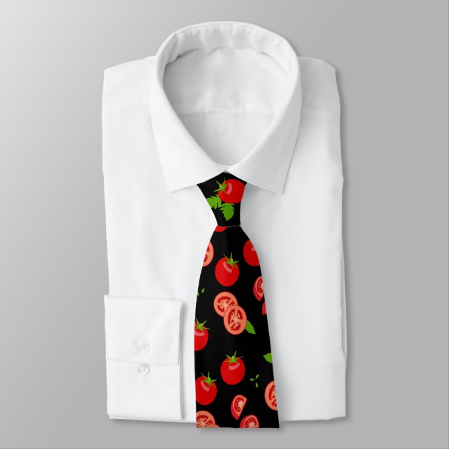 Ripe Tomatoes Red Black Fruit Farmer's Tie (Tied)