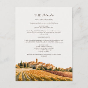 Ripe Tuscan Vineyard Countryside Wedding Details Enclosure Card