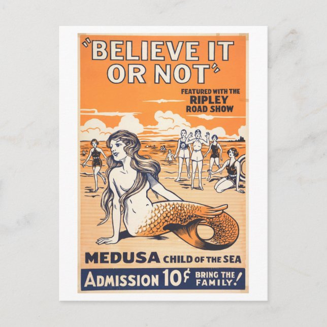 Ripley's Believe It or Not Mermaid Advertisement Postcard (Front)