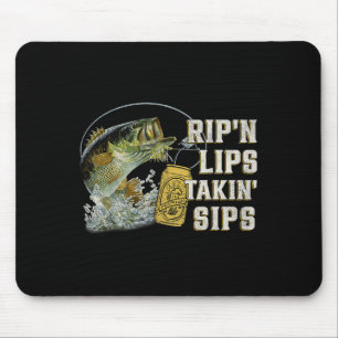 Ripn Lips Talking Sips Funny Fishing - Mens Black Mouse Pad