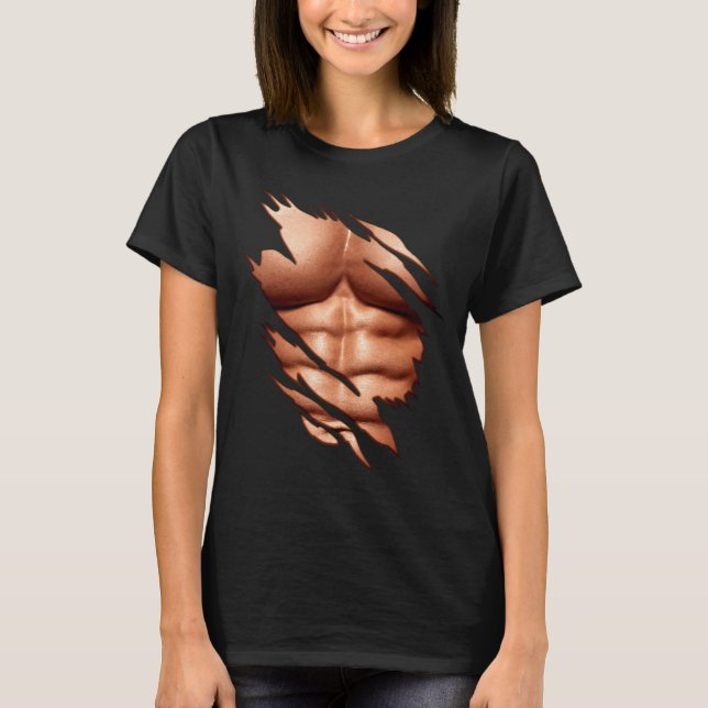 Ripped Abs Clic Funny  T-Shirt (Front)