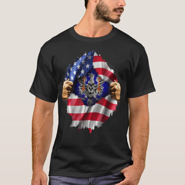 Ripped American Flag Hidden 11th Aviation Command  T-Shirt (Front)