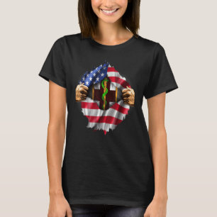 Ripped American Flag Hidden 1st Medical Brigade Ve T-Shirt