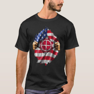 Ripped American Flag Hidden 35th Engineer Brigade T-Shirt