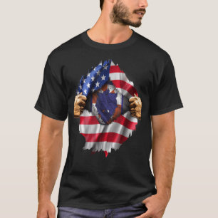 Ripped American Flag Hidden 35th Signal Brigade No T-Shirt