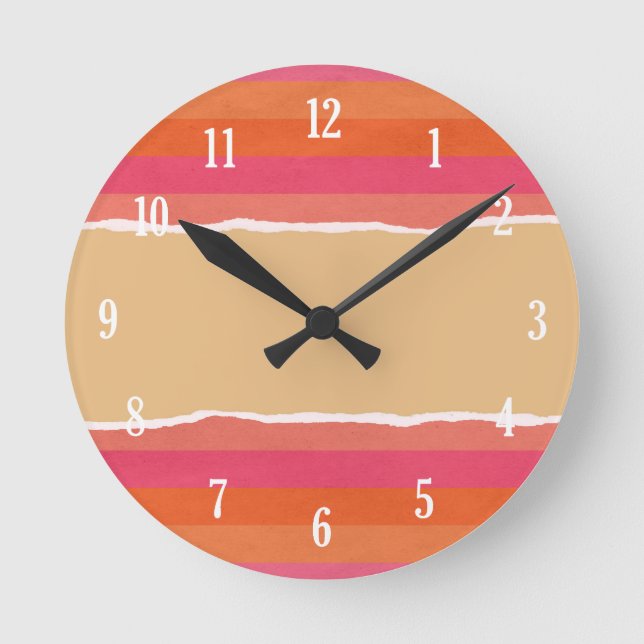 Ripped christmas wrapping paper round clock (Front)