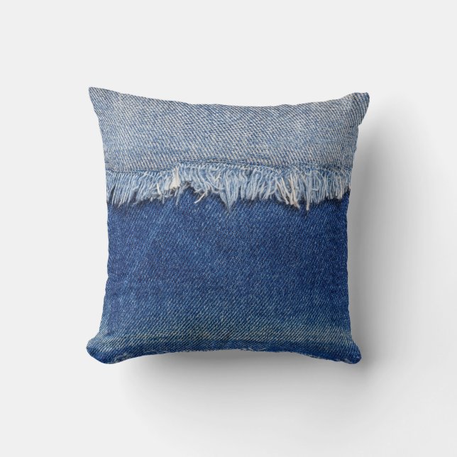 Ripped Denim Jeans Fabric Background Cushion (Front)
