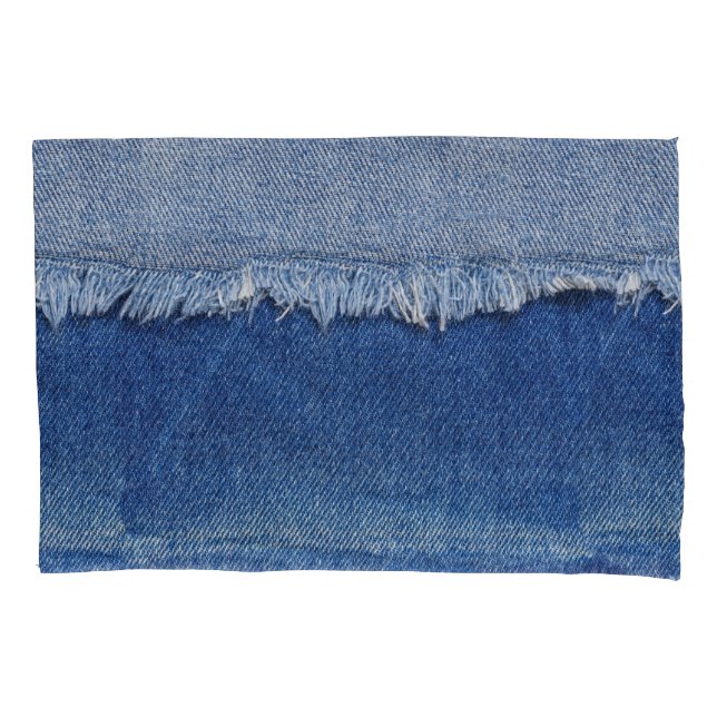 Ripped Denim Jeans Fabric Background Pillowcase (Front)