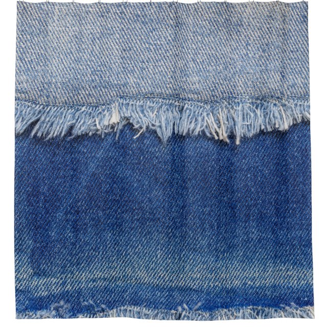 Ripped Denim Jeans Fabric Background Shower Curtain (Front)
