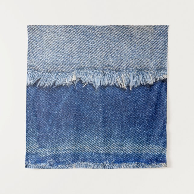 Ripped Denim Jeans Fabric Background Tapestry (Front)