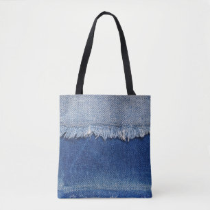 Ripped Denim Jeans Fabric Background Tote Bag