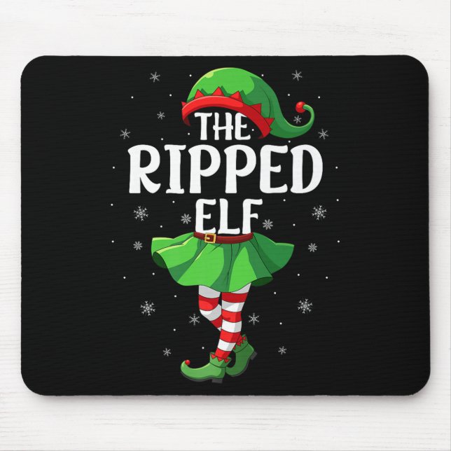 Ripped Elf Christmas Girls Women Elf Squad Xmas Fa Mouse Pad (Front)
