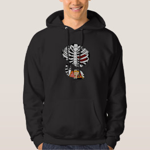 Ripped Halloween Xray Skeleton Rib Cage Pizza Hoodie