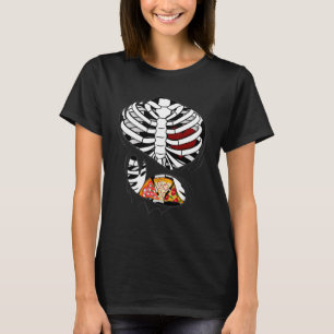 Ripped Halloween Xray Skeleton Rib Cage Pizza T-Shirt