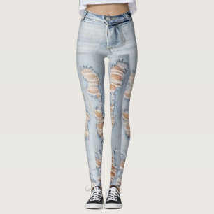 Ripped Jeans Pattern Leggings