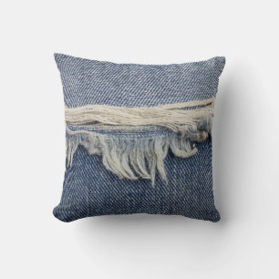 Ripped jeans texture, stylish background. cushion