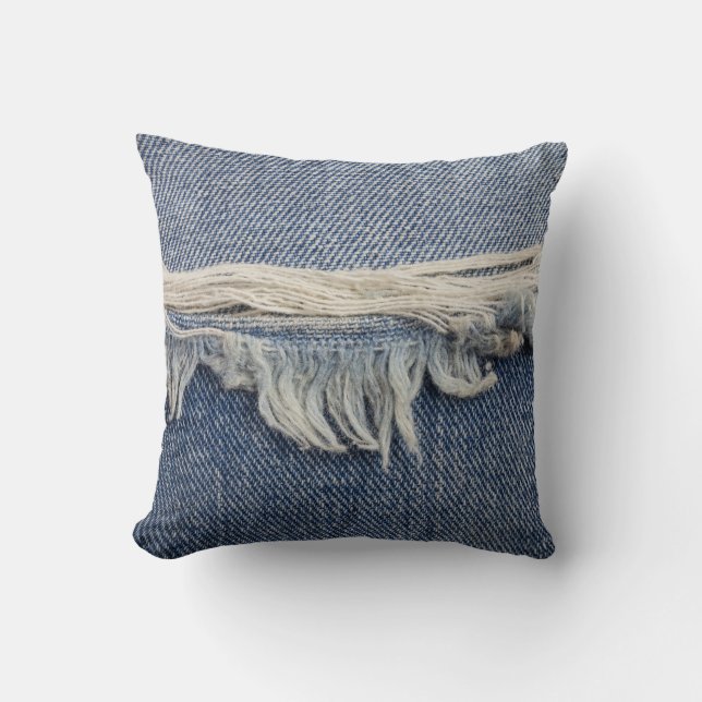 Ripped jeans texture, stylish background. cushion (Front)