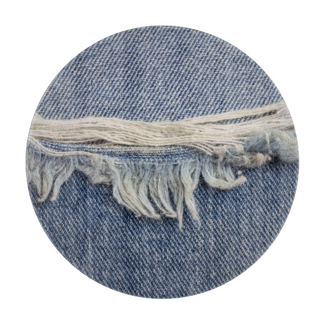 Ripped jeans texture, stylish background. cutting board (Front)