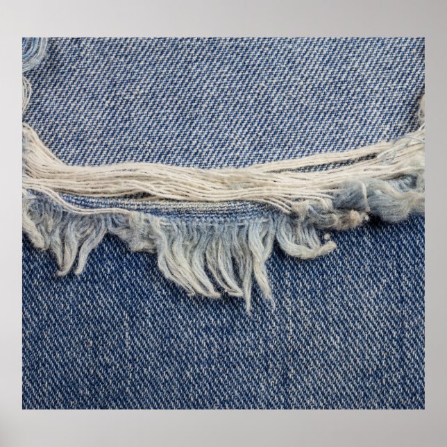 Ripped jeans texture, stylish background. poster (Front)