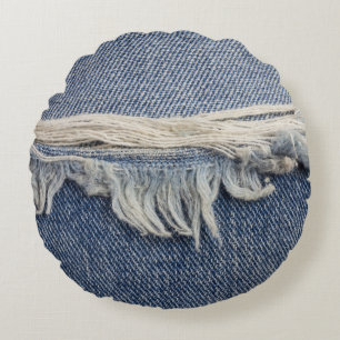 Ripped jeans texture, stylish background. round cushion