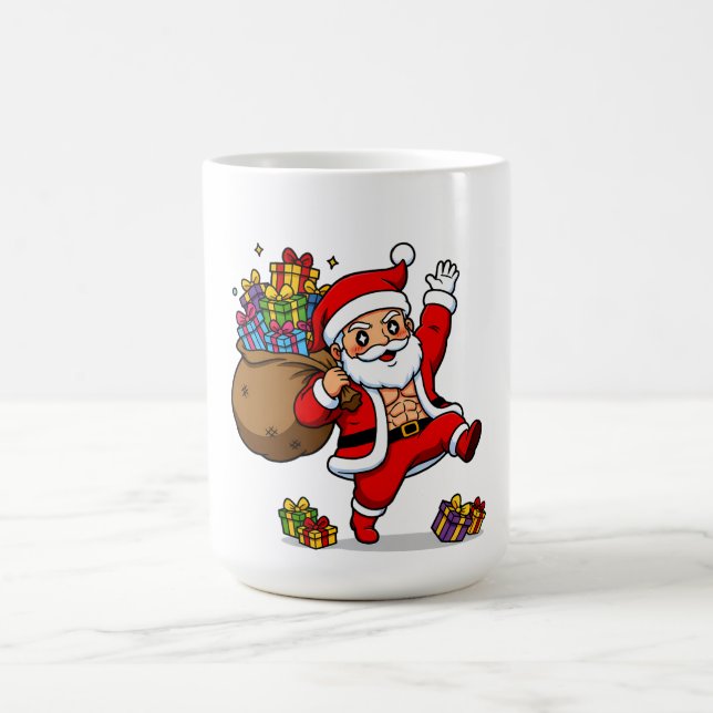 Ripped Santa Christmas | Muscular Claus & Holiday  Coffee Mug (Center)