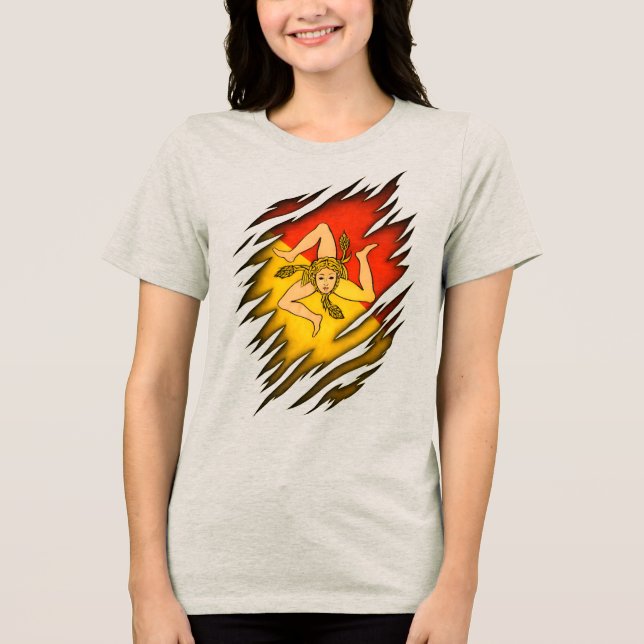 Ripped shirt design with Sicilian flag (Front)