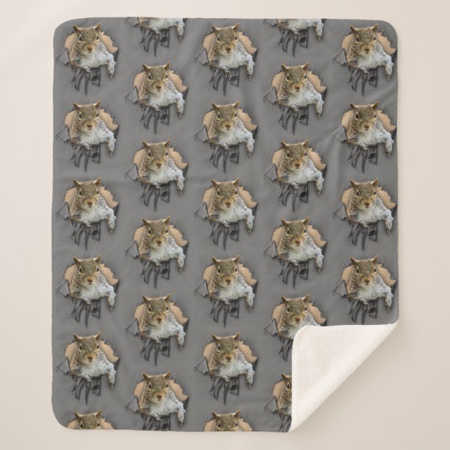 Ripped Shirt Squirrel Sherpa Blanket (Front)