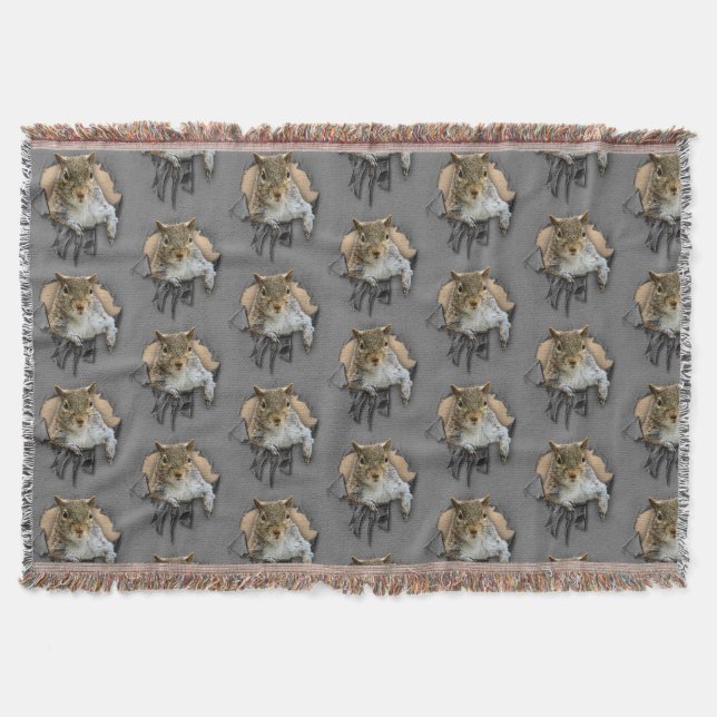 Ripped Shirt Squirrel Throw Blanket (Front)