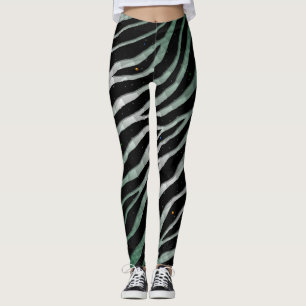 Ripped SpaceTime Stripes - Forest/White Leggings