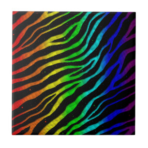 Ripped SpaceTime Stripes - Light Spectrum Ceramic Tile