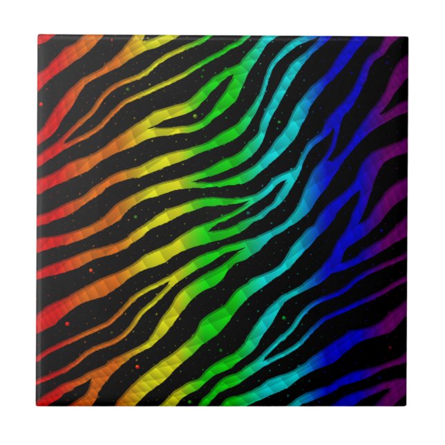 Ripped SpaceTime Stripes - Light Spectrum Ceramic Tile (Front)