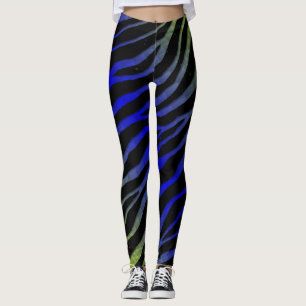 Ripped SpaceTime Stripes - Lime/Blue Leggings