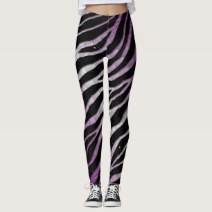 Ripped SpaceTime Stripes - Purple/White Leggings