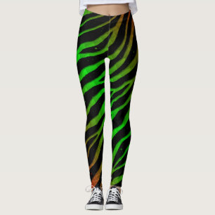 Ripped SpaceTime Stripes - Red/Green Leggings