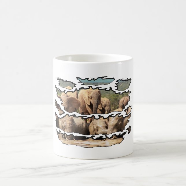 Ripped Wildlife Elephant Swim Coffee Mug (Center)
