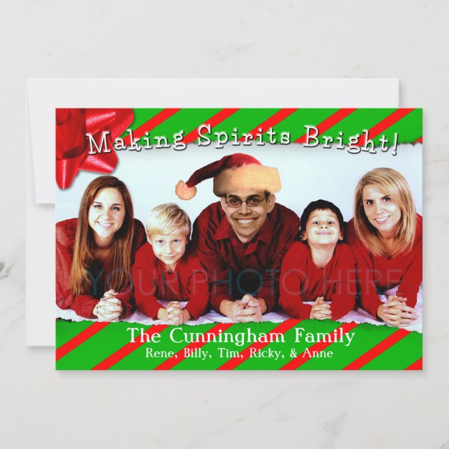 Ripped Wrapping Paper Family Christmas Holiday Card (Front)