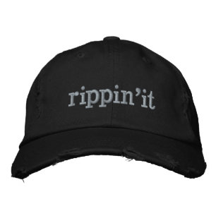 Rippin'it One Word Skater Lingo Text Typography Embroidered Hat