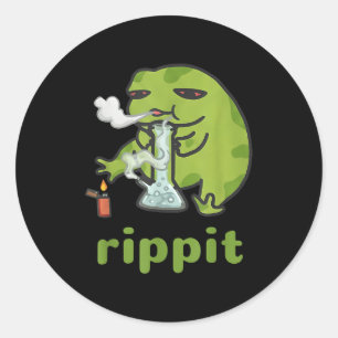Rippit Frog Stoner Weed Smoker Funny _1 Classic Round Sticker
