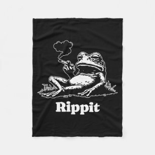 Rippit Frog Stoner Weed Smoker Funny Fleece Blanket