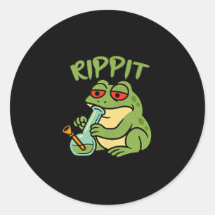 Rippit Stoner Frog Smoking Stoner Classic Round Sticker