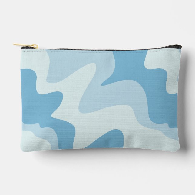 Ripple Charm Blue Tones Print Cut Sew Small Accessory Pouch (Front)
