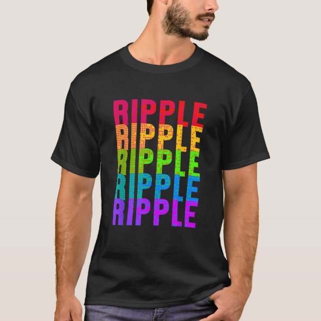 Ripple Colourful XRP Cryptocurrency Currency Block T-Shirt (Front)