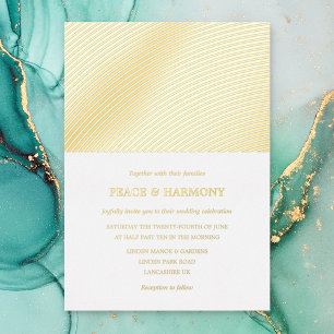 Ripple Gold Stripes Wedding Foil Invitation