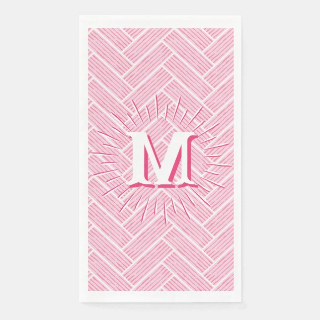 Ripple Herringbone in Pink Personalised Napkin (Front)