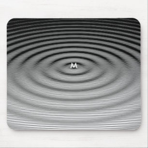 Ripple Wave Pattern Chic Black White Monogram Mouse Pad