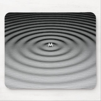 Ripple Wave Pattern Chic Black White Monogram Mouse Pad