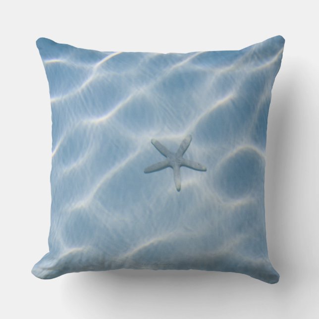 Rippled blue water with starfish cushion (Front)