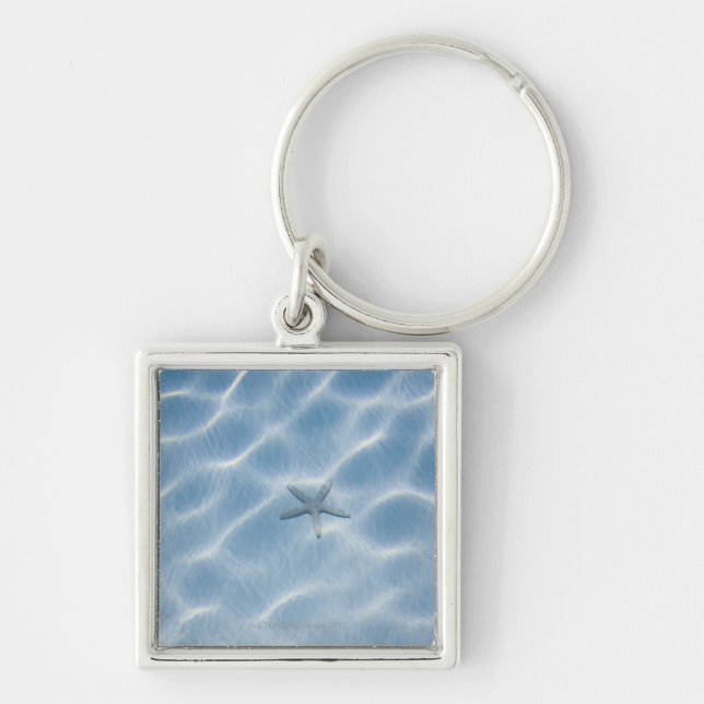 Rippled blue water with starfish key ring (Front)