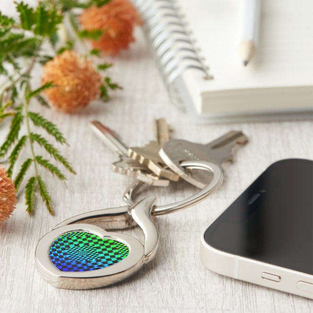 Rippled Checkers by Kenneth Yoncich Key Ring (Side)