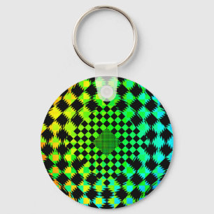Rippled Checkers by Kenneth Yoncich Key Ring